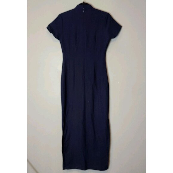 Velvet Silk Cheongsam Full Length Dress Gothic Small Mandarin Gilded Glitter - Picture 8 of 8